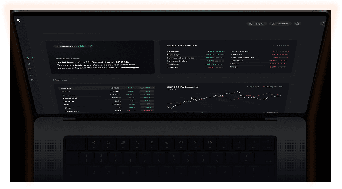Laptop showing performance charts